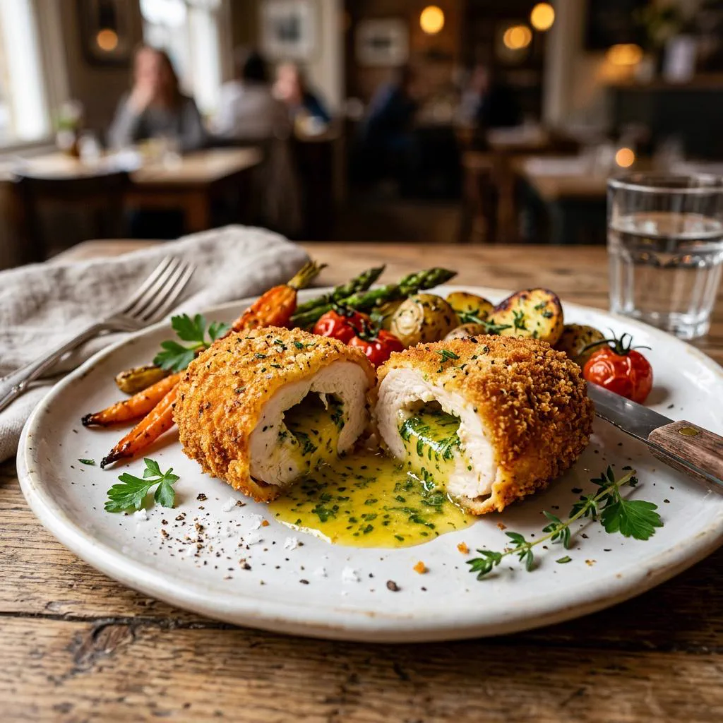 Poulet a la Kiev coupe beurre herbes